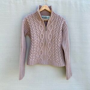Aran Crafts Cable Knit Zip-Up Sweater